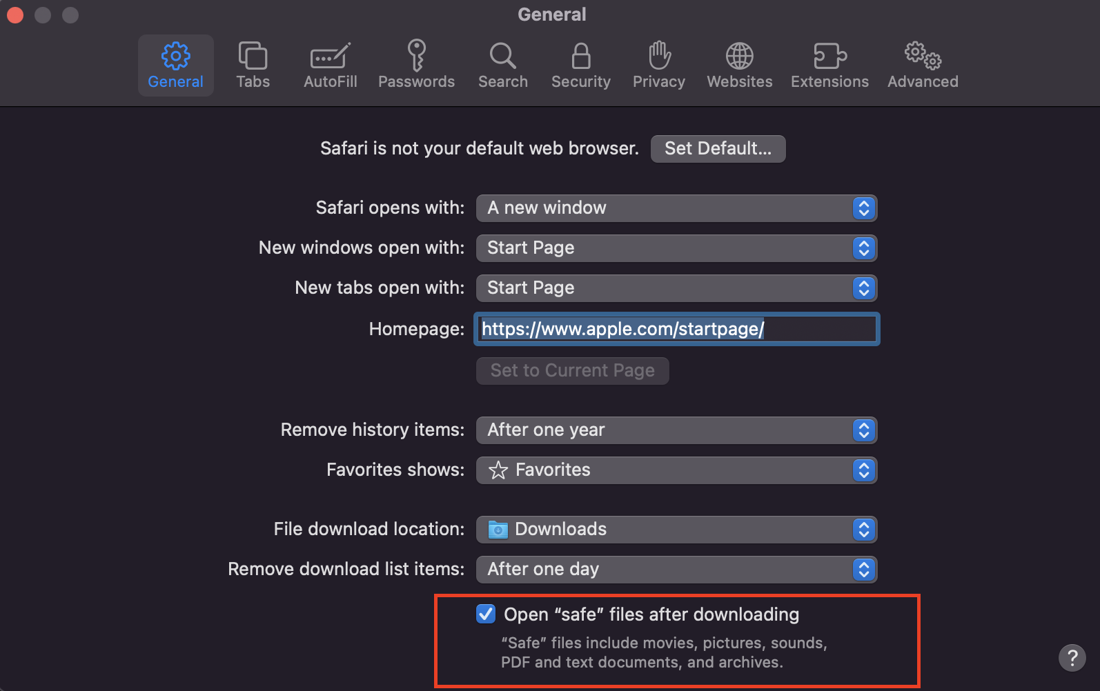 Mac Open Safe Files Feature